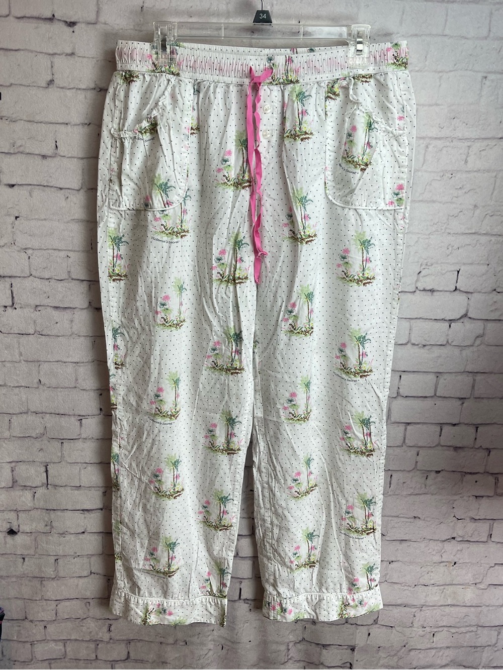 Victorias Secret size large pajama pants lightweight cotton material palm trees